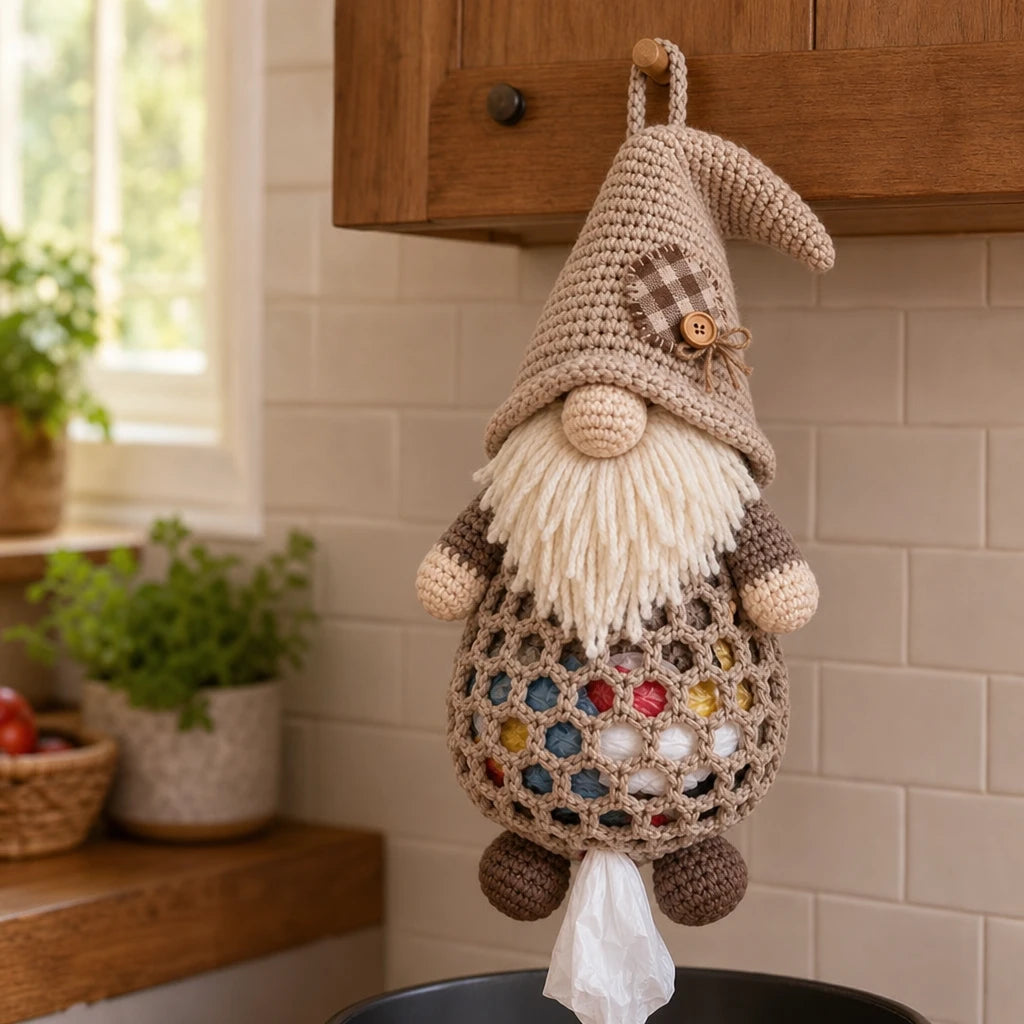 Gnome & Gather – Crochet Gnome Bag Holder