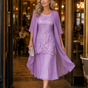 Lunavia – Women's Floral Lace Dress Set with Chiffon Shawl