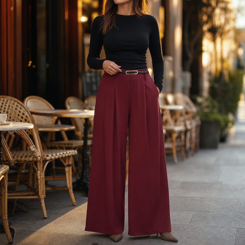 Lunetta – High-Waisted Pleated Wide-Leg Trousers
