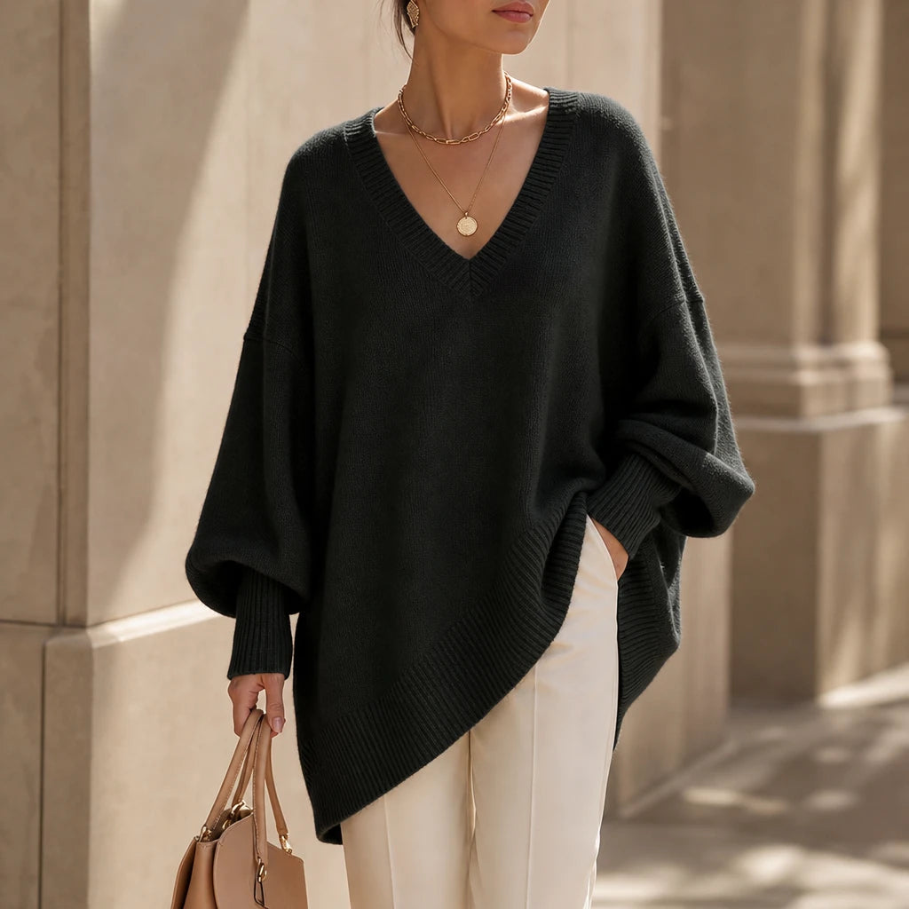 Mayfield – Oversized V-Neck Knit Sweater