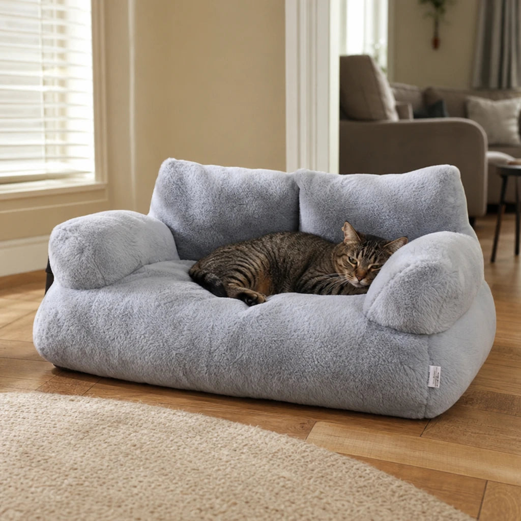 HearthPaw – Plush Sofa-Shaped Cat Bed