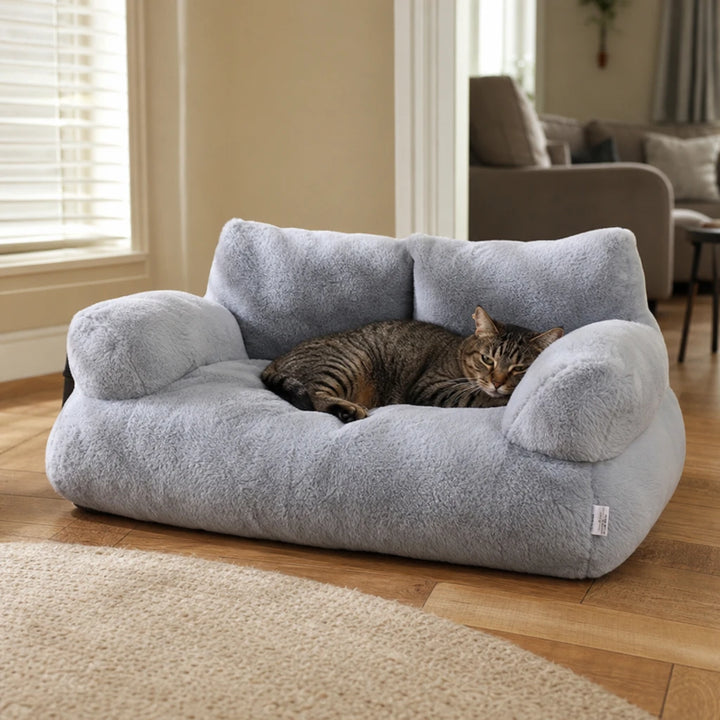 HearthPaw – Plush Sofa-Shaped Cat Bed