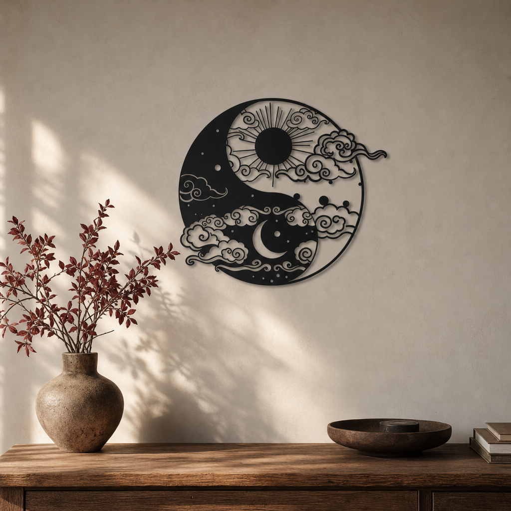 Solstice Balance – Yin Yang Sun And Moon Metal Wall Décor