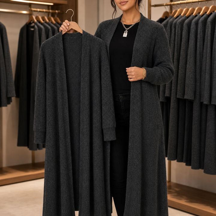 Ribbella – Ribbed Knit Longline Cardigan