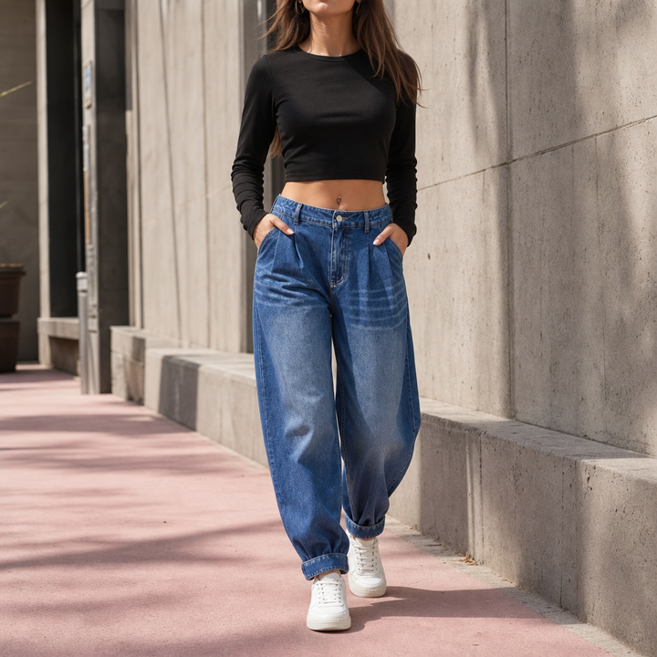 Slouchden – Elastic-Back Tapered Harem Jeans