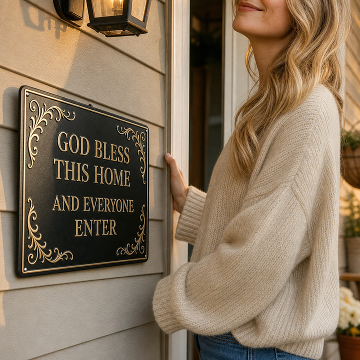 Graceborne – Embossed Scroll Metal Blessing Sign