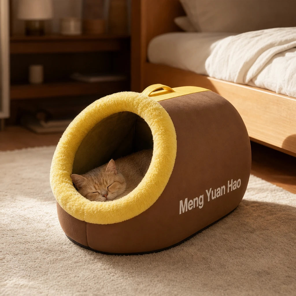 Cozyburrow – Enclosed Cave-Style Cat Bed With Removable Plush Cushion