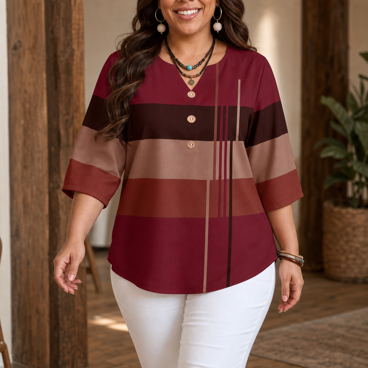 Wearbella – Colorblock Curved-Hem Relaxed Top