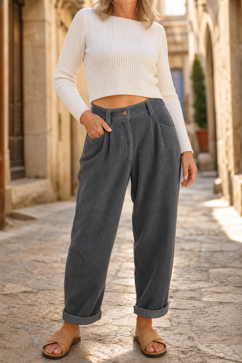 Linelle – Pleated High-Waisted Wide-Leg Trousers