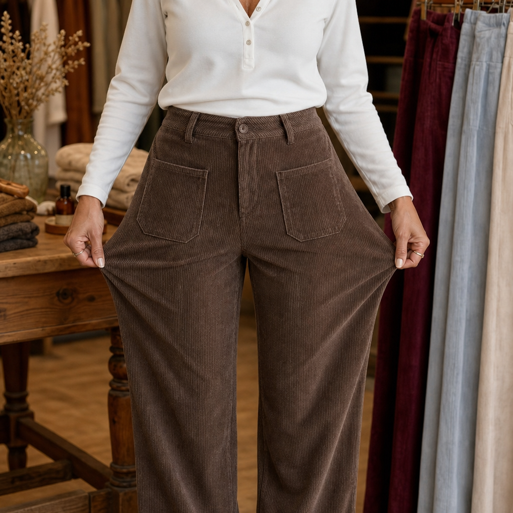 Lunetta Pants – High-Waisted Stretch-Waist Wide-Leg Trousers