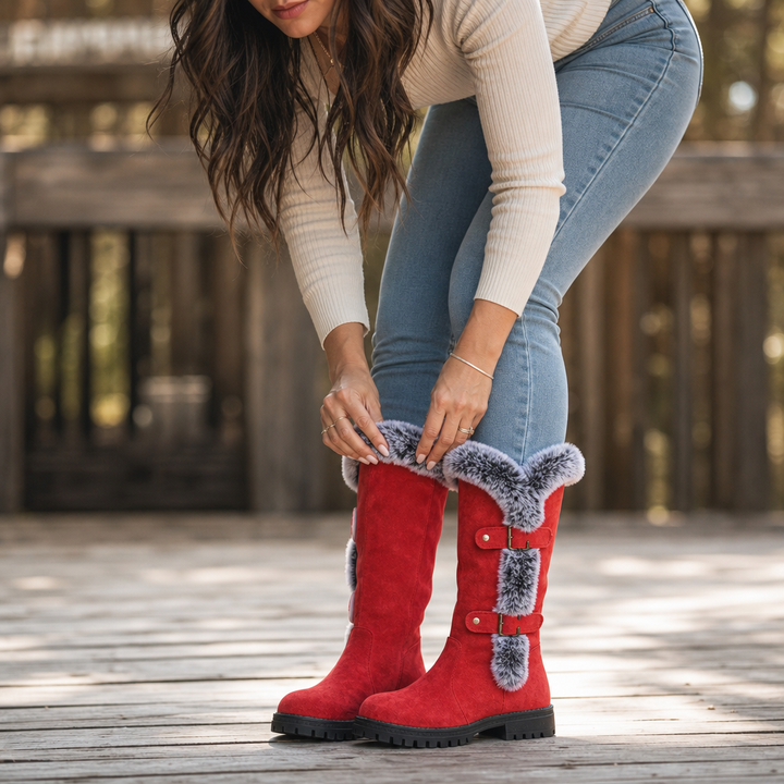 Frostella – Fur-Trimmed Suede Knee-High Winter Boots