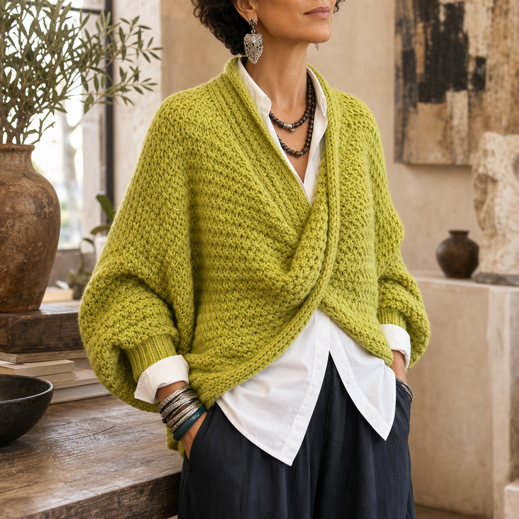 Crossovera – Chunky Knit Crossover V-Neck Sweater