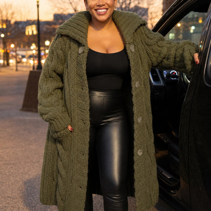 Cable & Clover – Chunky Cable-Knit Oversized Cardigan