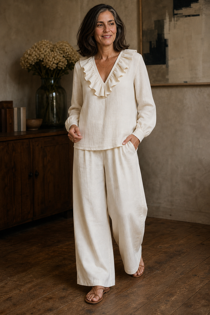 Wearbella – Wide-Leg V-Neck Two-Piece Set