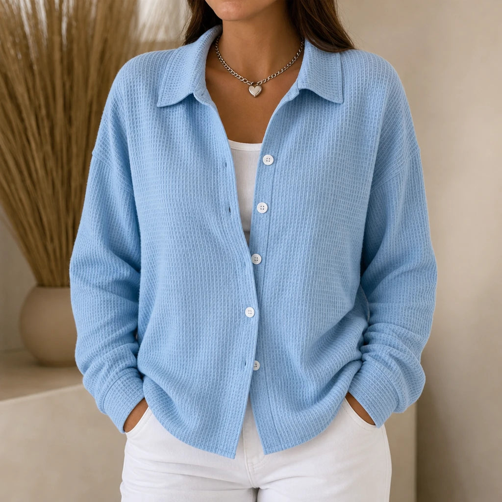 Waffle & Co. – Textured Waffle-Knit Button-Front Shirt Jacket
