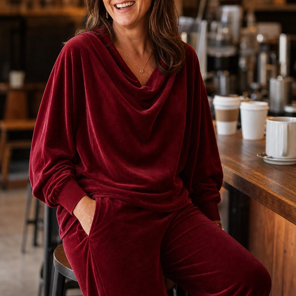 Pleat & Ease – Pleated Sweater And Wide-Leg Pants Set