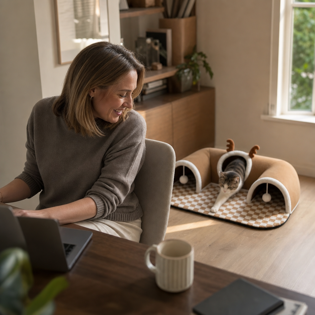 3-In-1 Cozy Cat Tunnel Bed