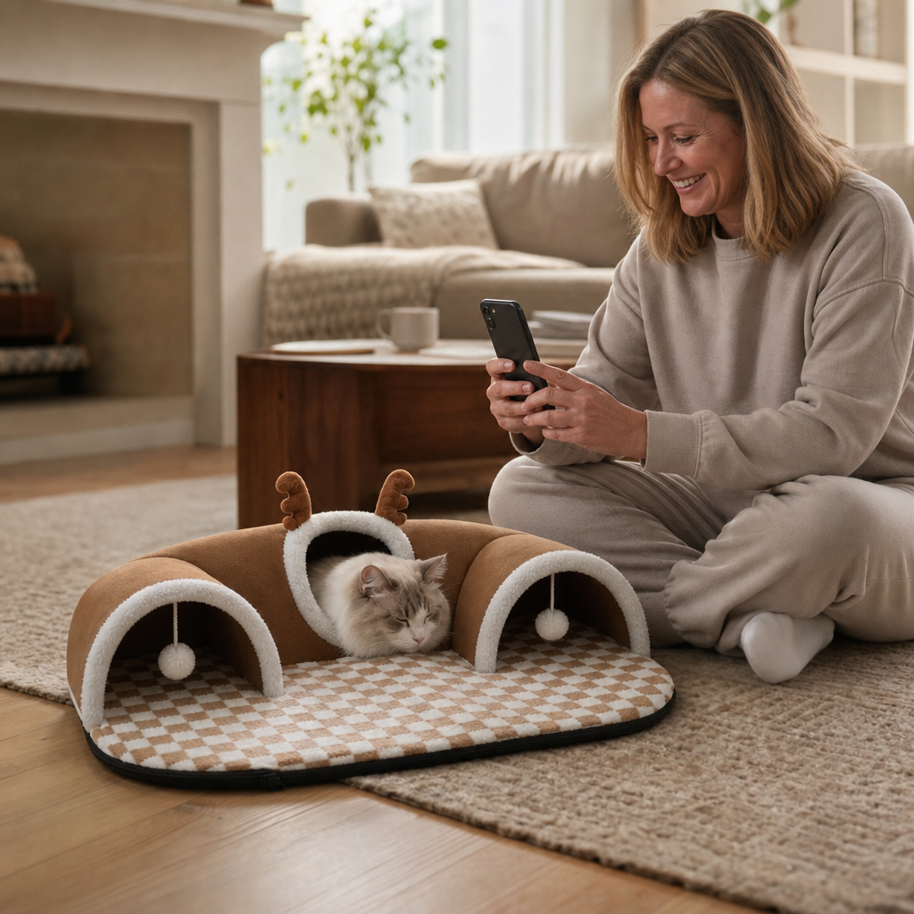3-In-1 Cozy Cat Tunnel Bed