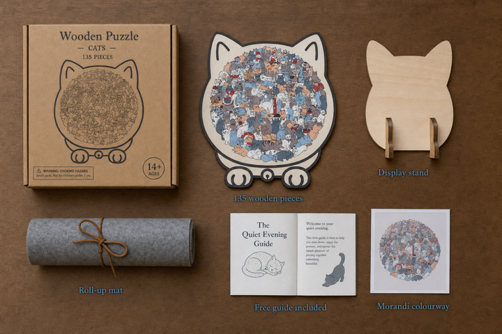 FUNNEL · Purrzzle – 135-Piece Cat-Shaped Wooden Jigsaw Puzzle