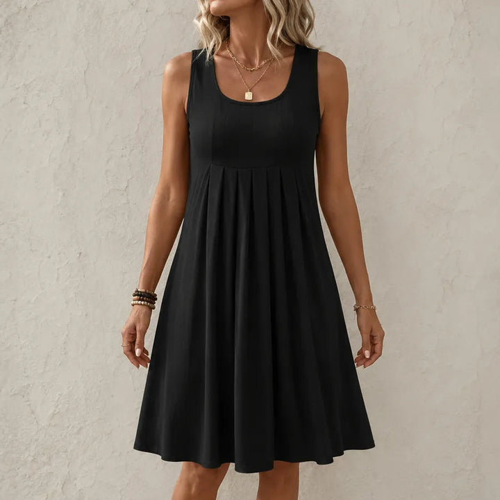 Solelia – Pleated Empire-Waist Sleeveless Summer Dress