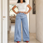 Vellara – Asymmetric Wrap Waist Wide Leg Jeans