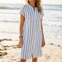 Solenya – Striped Linen-Look Shirt Dress for Summer