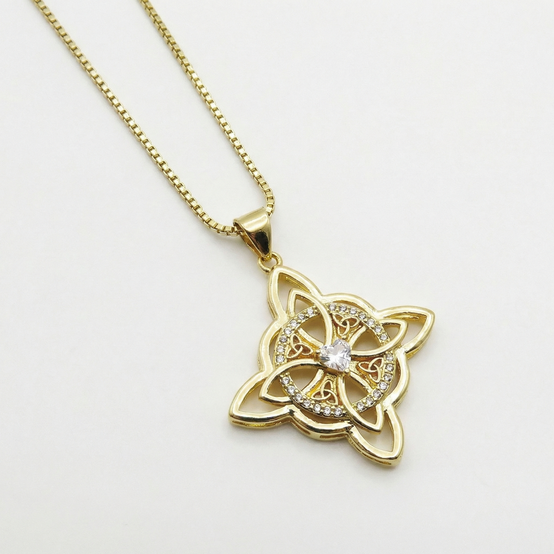 Elowen – Crystal Celtic Knot Necklace