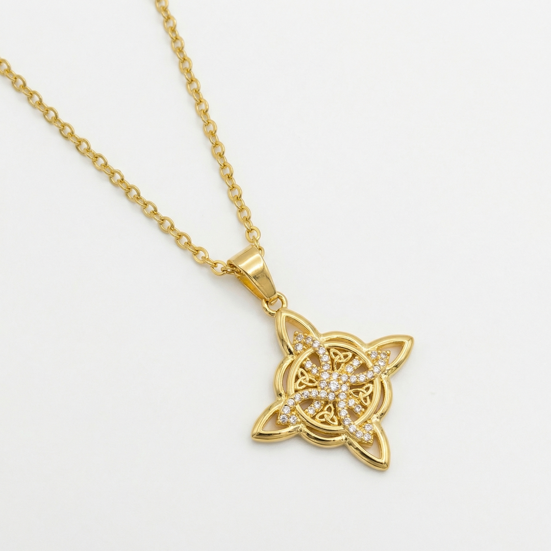 Elowen – Crystal Celtic Knot Necklace