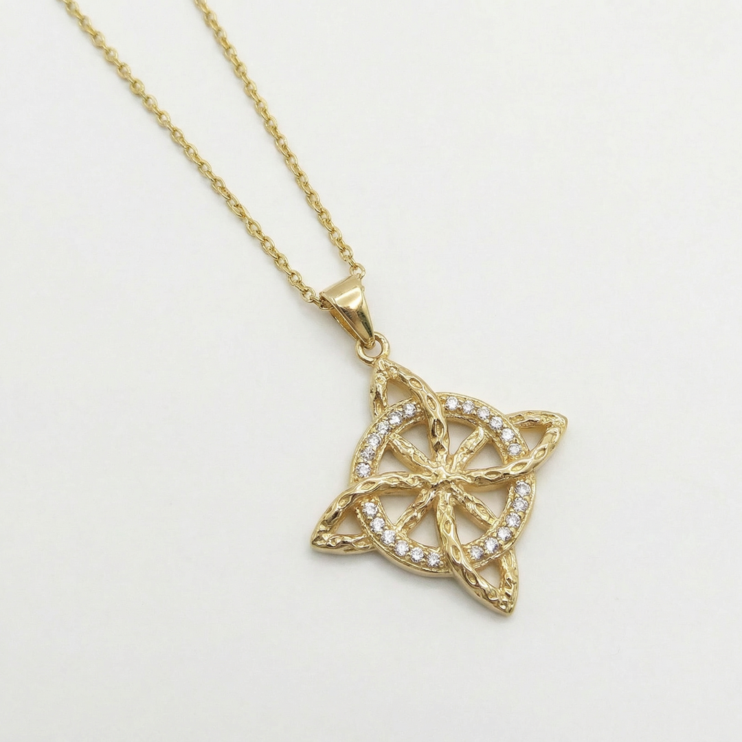 Elowen – Crystal Celtic Knot Necklace