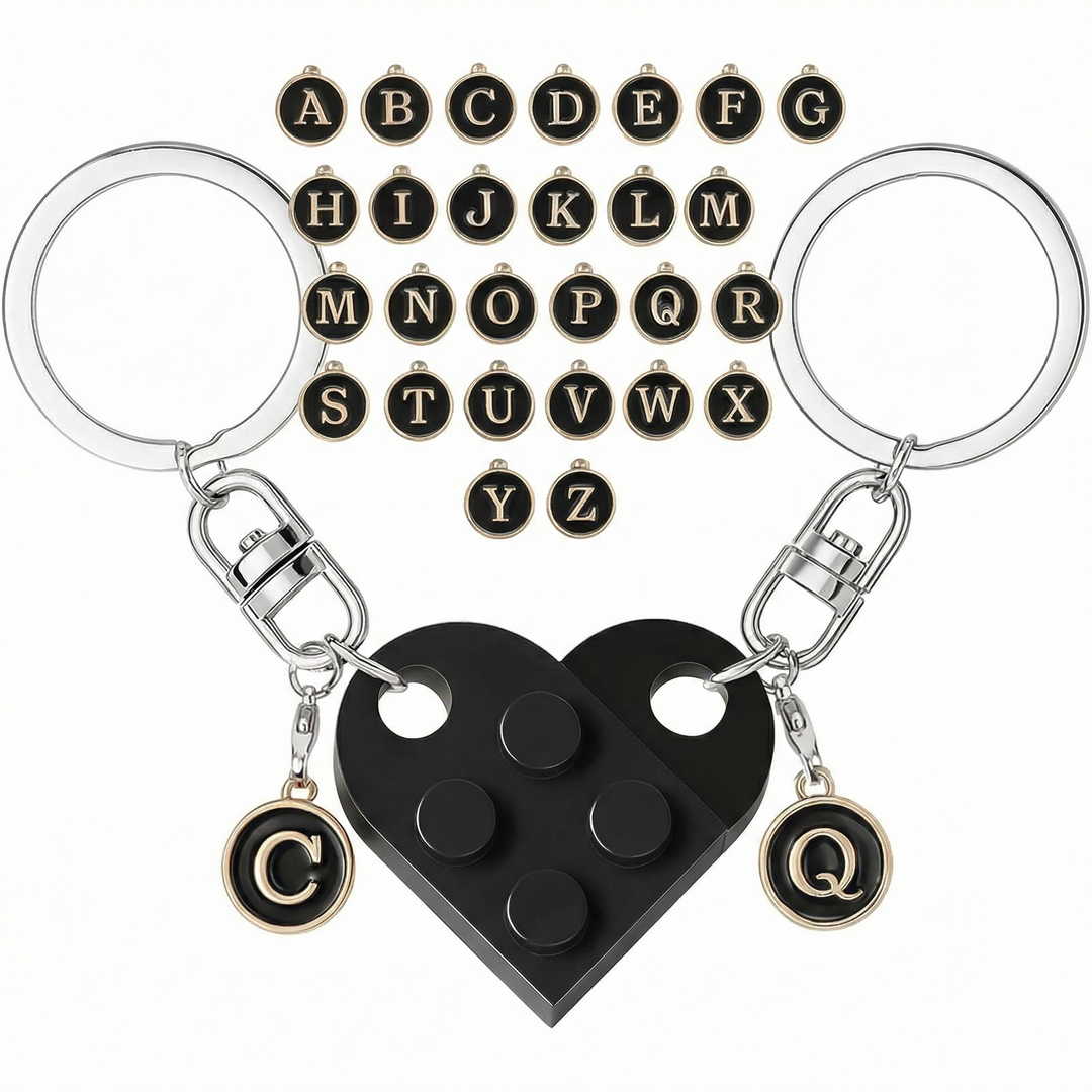 Loveclick – Matching Heart Keychain Set with Initials