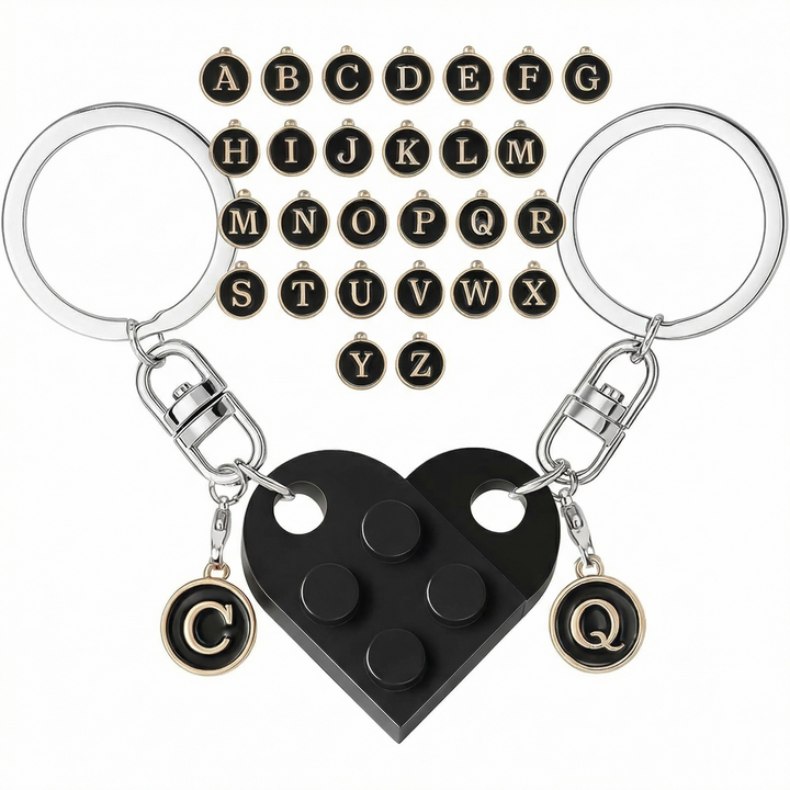 Loveclick – Matching Heart Keychain Set with Initials