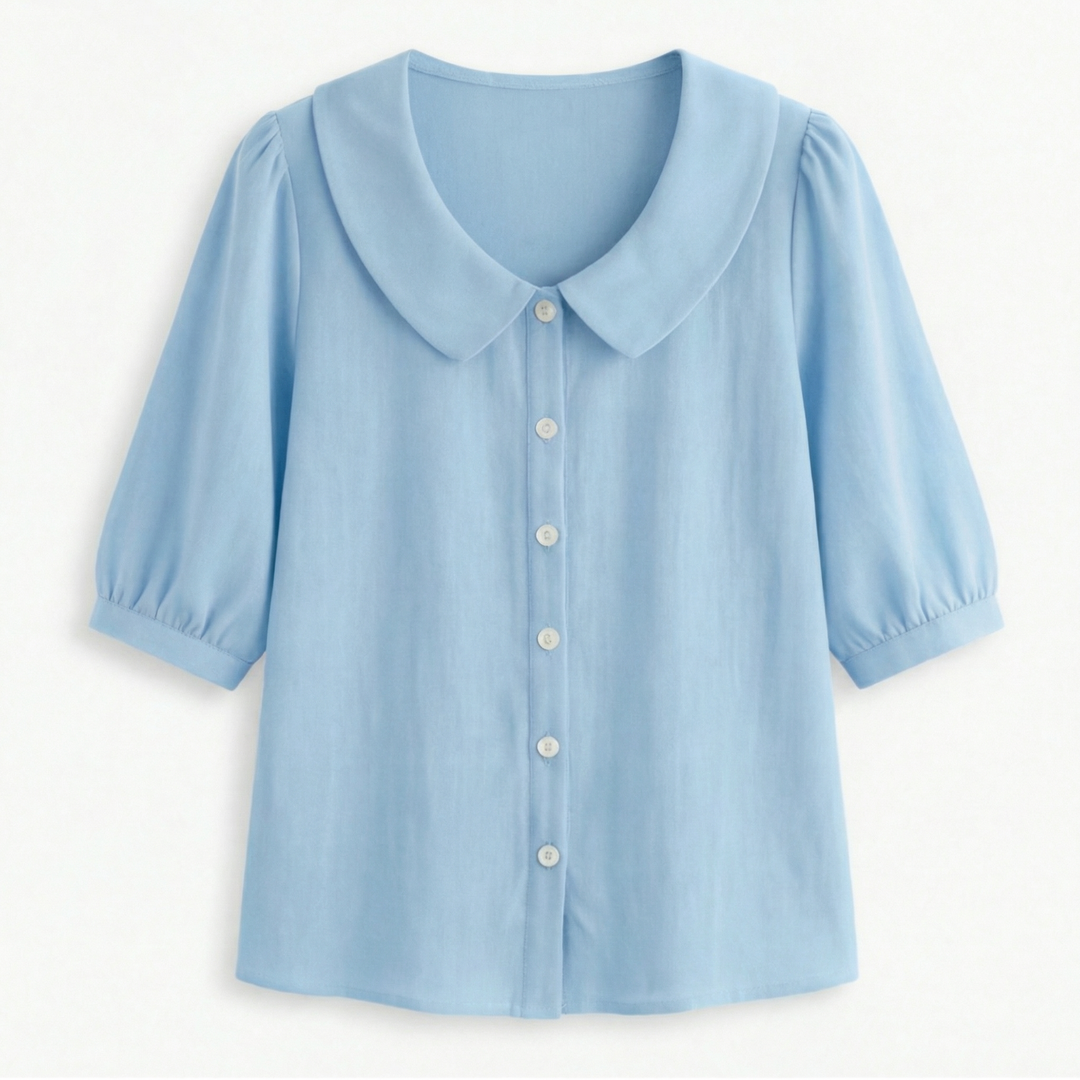 Collaré™ – Retro Peter Pan Collar Button Up Blouse