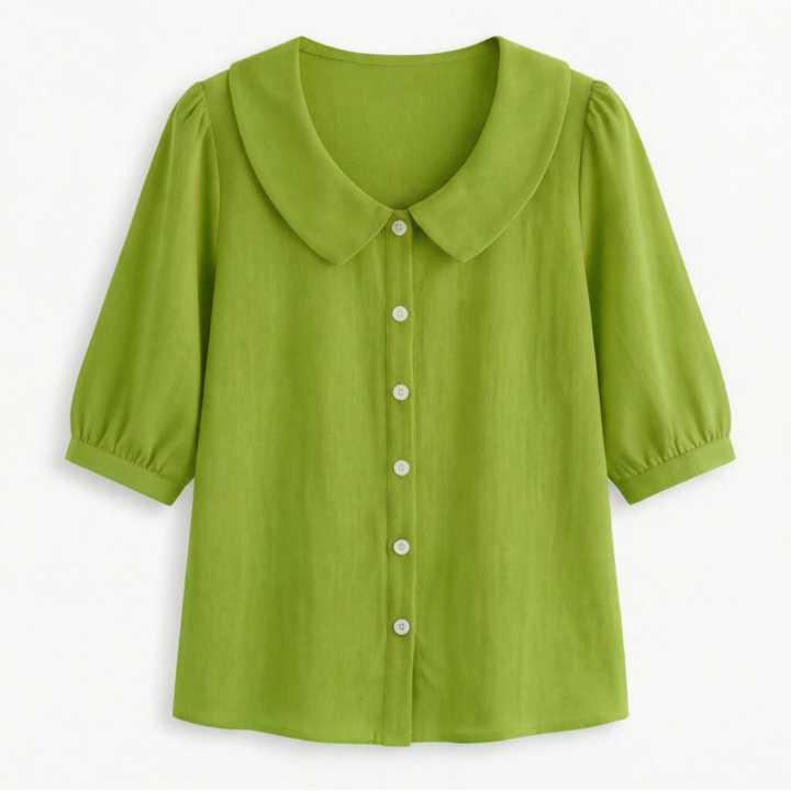 Collaré™ – Retro Peter Pan Collar Button Up Blouse