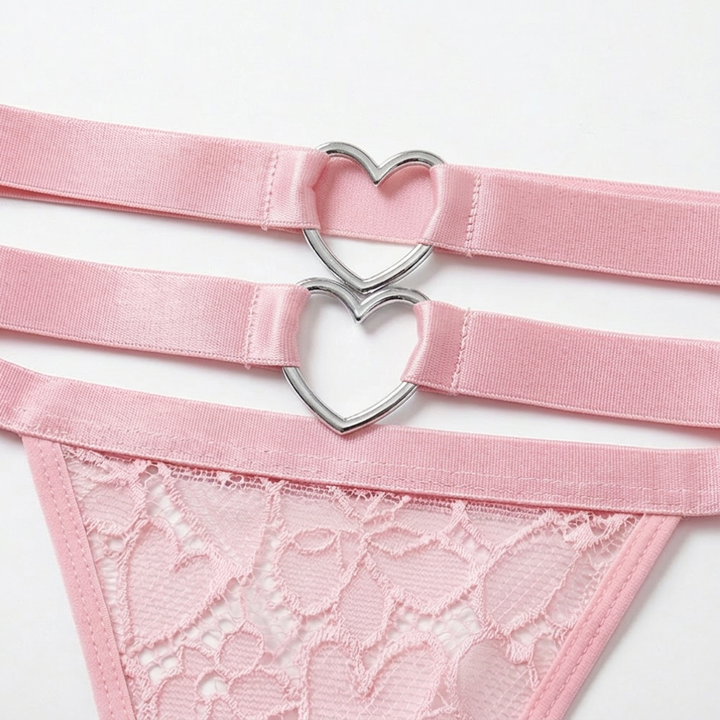 Adoré – Heart Chain Lace Garter Lingerie Set