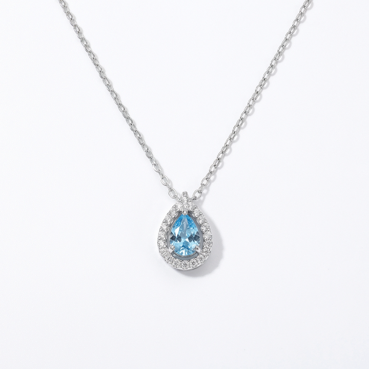 Lunaire - Aqua Blue Teardrop Pendant Necklace