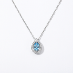 Lunaire - Aqua Blue Teardrop Pendant Necklace