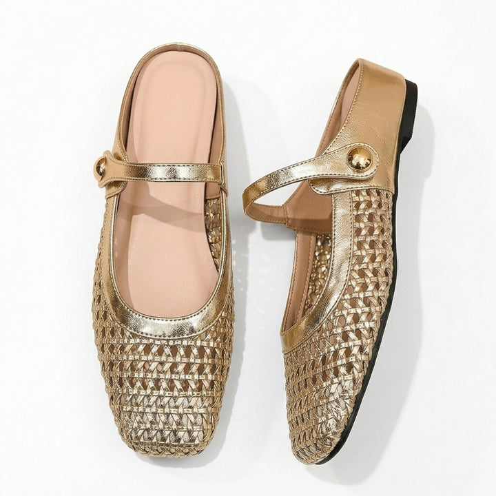 Tessara - Women's Woven Square Toe Mary Jane Flats