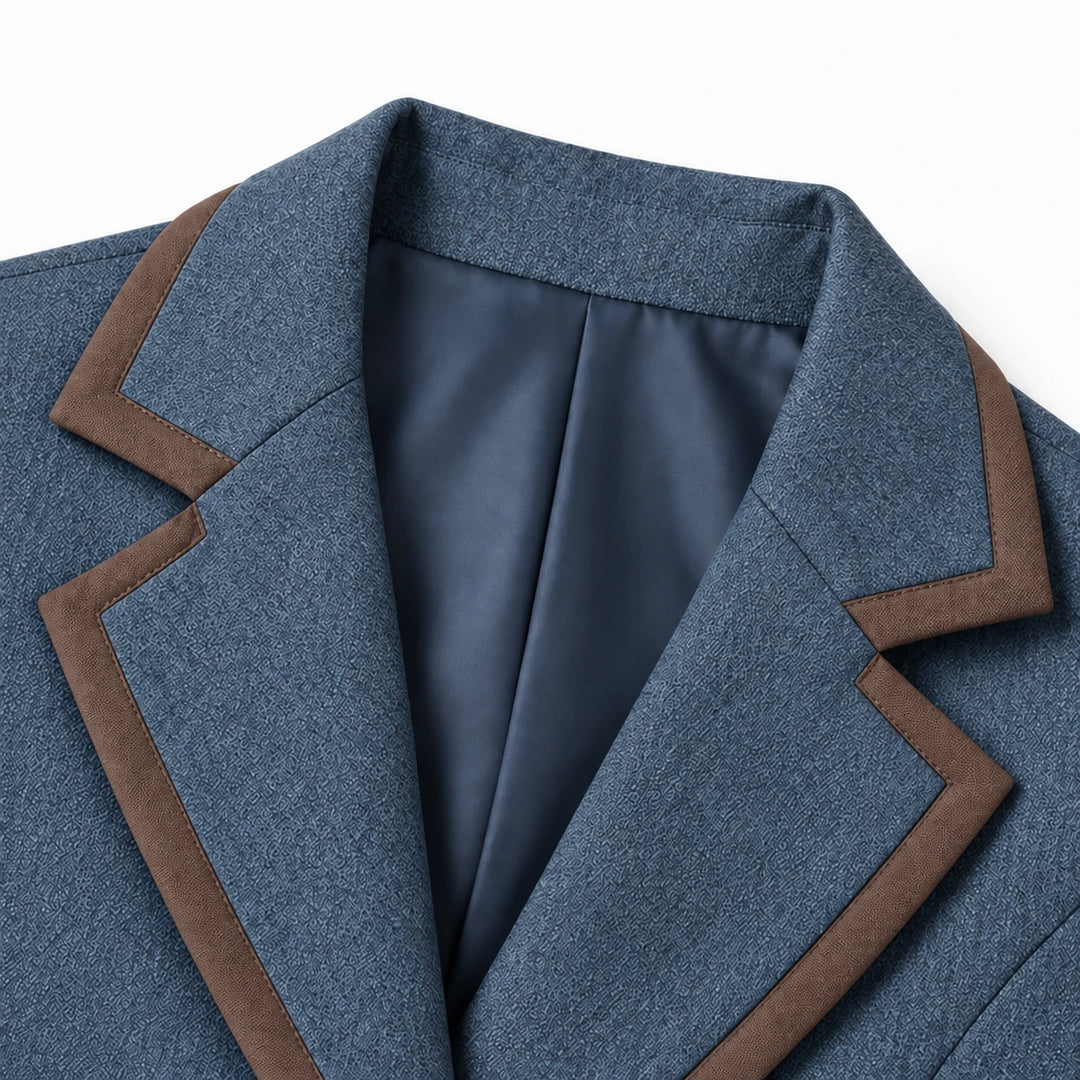 Vaunterie – Contrast Piped Herringbone Blend Coat