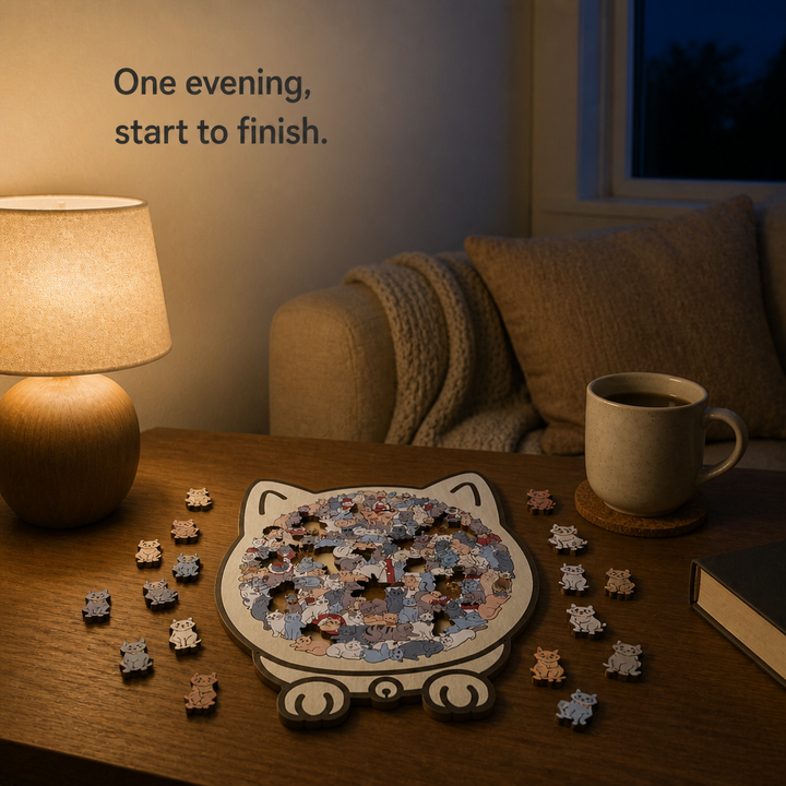 FUNNEL · Purrzzle – 135-Piece Cat-Shaped Wooden Jigsaw Puzzle