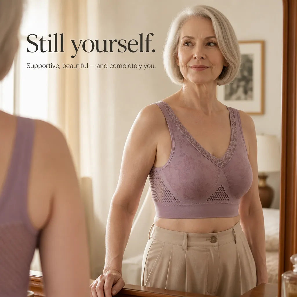 Aluvelle – Wireless Lift Bra with Breathable Mesh & Lace V-Neck
