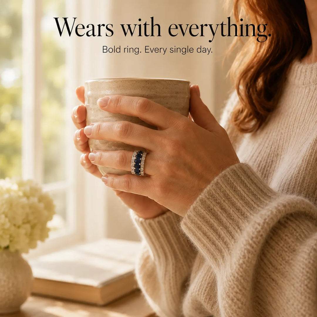 Solenne – Triple-Row Sapphire Eternity Band Ring for Women