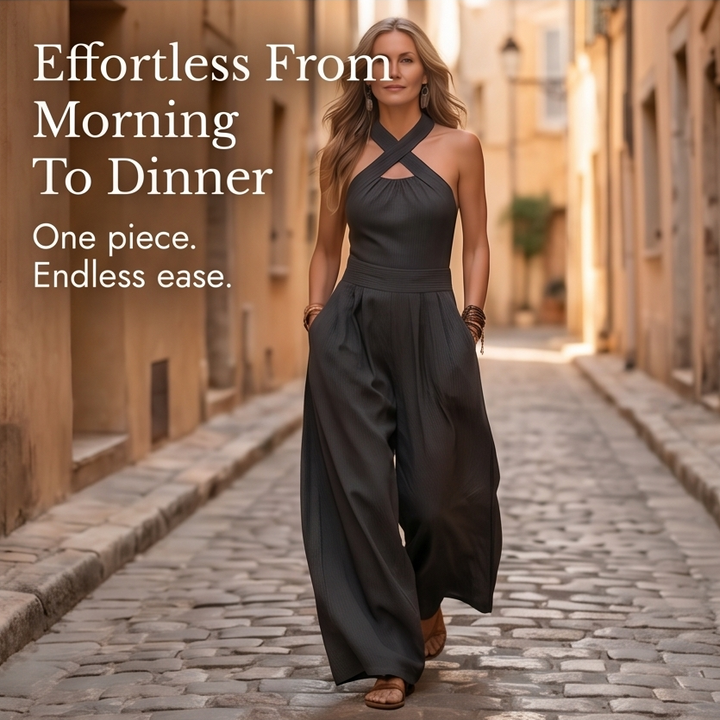 Karissa™ Flowing Wide-Leg Halter Jumpsuit