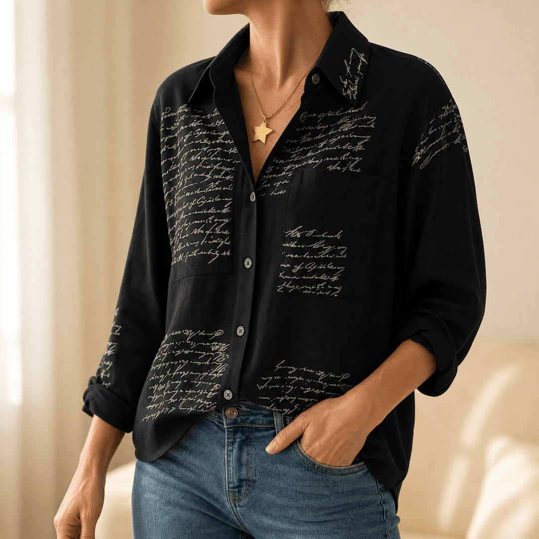 Letterelle – Handwritten Script Viscose Blouse Black / M