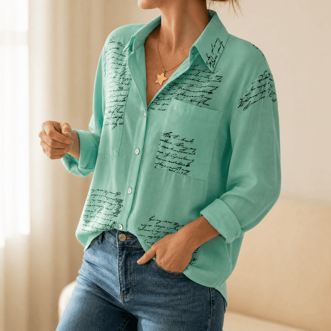 Letterelle – Handwritten Script Viscose Blouse Mint Green / M
