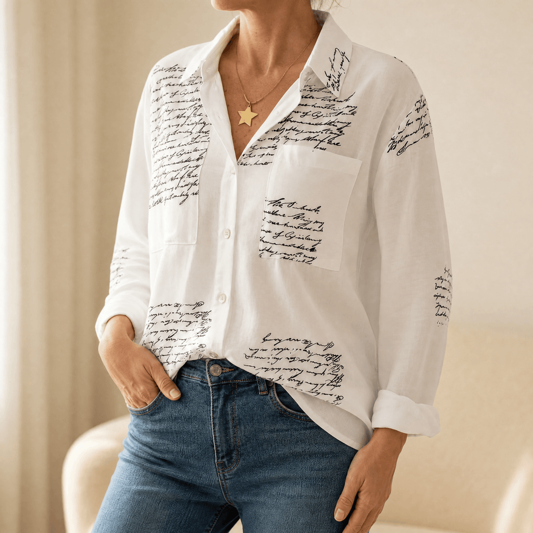 Letterelle – Handwritten Script Viscose Blouse White / M
