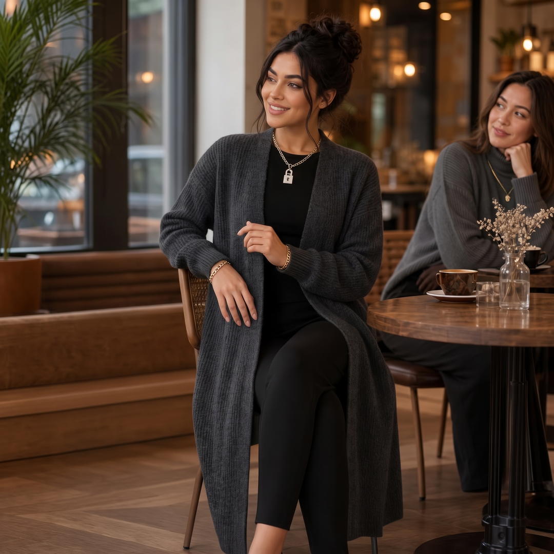 Ribbella – Ribbed Knit Longline Cardigan