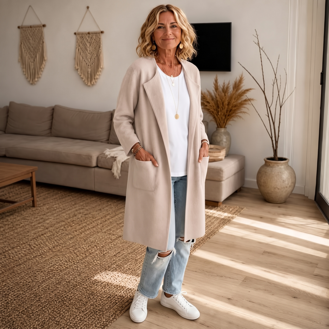 Draperie – Open-Front Longline Wool-Look Coat