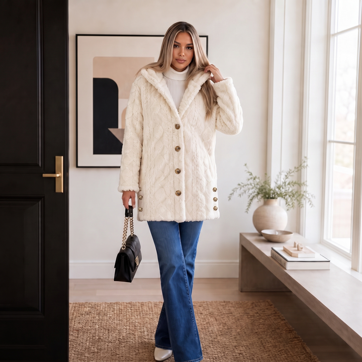 Wearbella – Diamond Jacquard Plush Hooded Coat