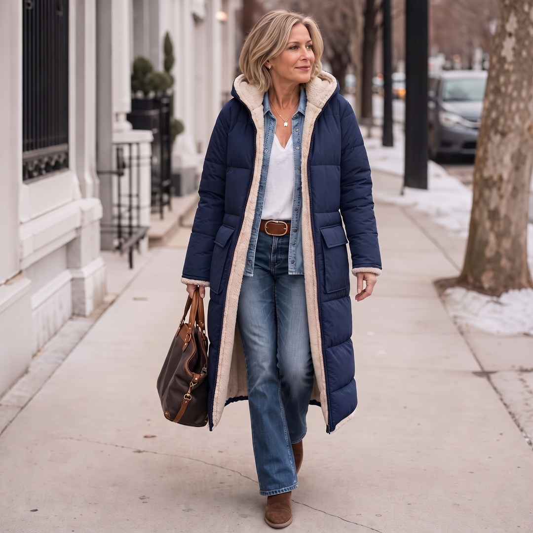 Veluna – Reversible Quilted Sherpa Winter Coat