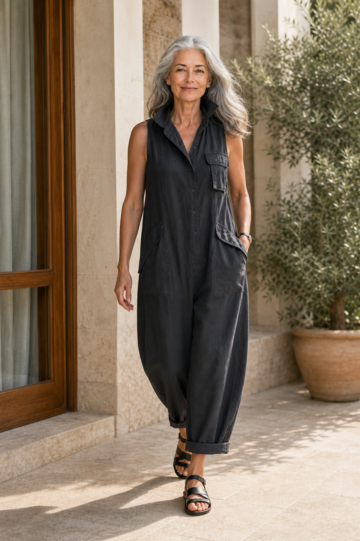 Isla Belle – Open High-Neck Oversized Flowy Jumpsuit